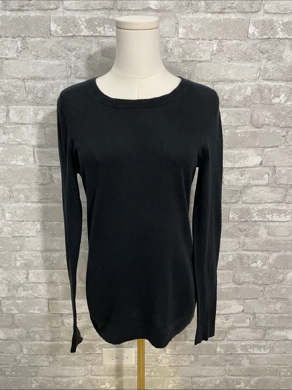 J. Crew 100% Cotton Crewneck Teddie Sweater in Black